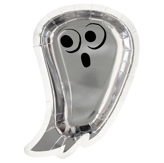 Halloween Foil Stamped Ghost Shaped Paper Plates 23cm (Pack of 8)