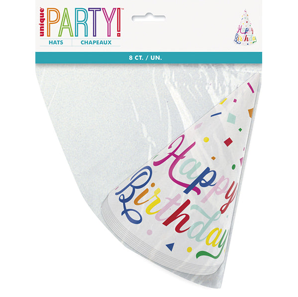 Party Hats - Colourful Confetti (Pack of 8)