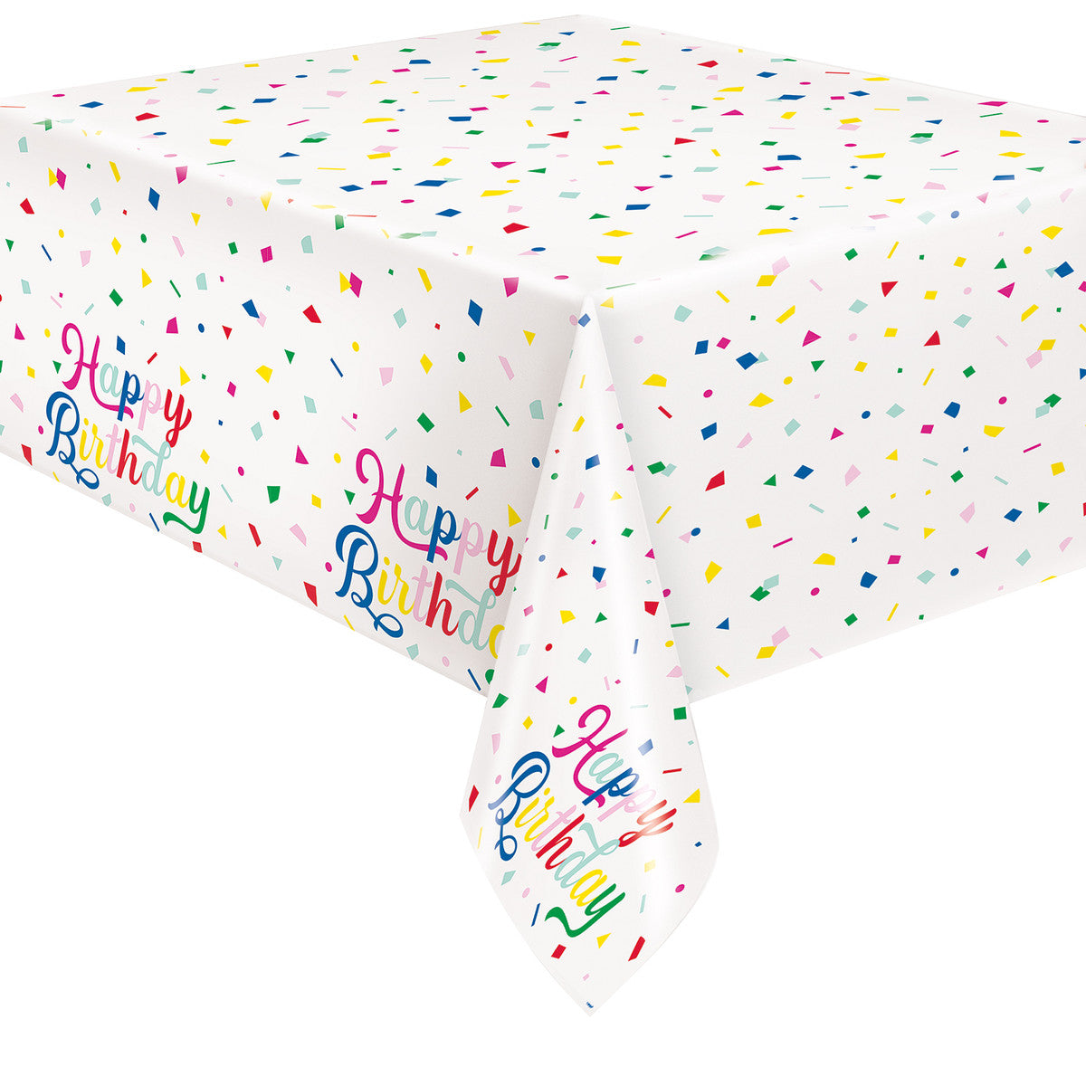 Colourful Confetti Birthday Printed Tablecover 137cm x 213cm