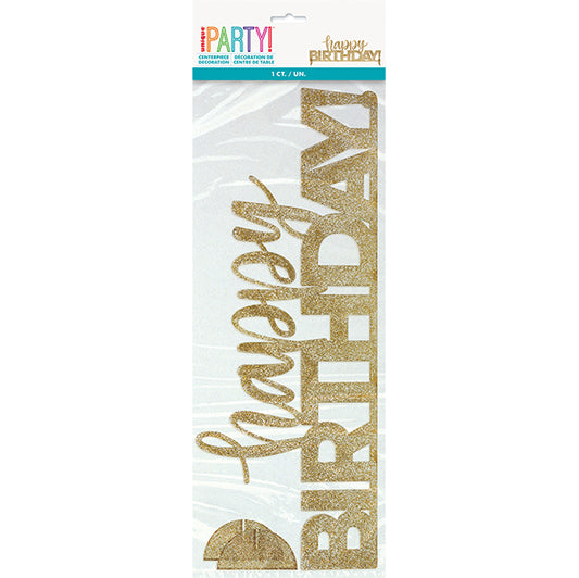 Gold Fleck Plastic Happy Birthday Centrepiece