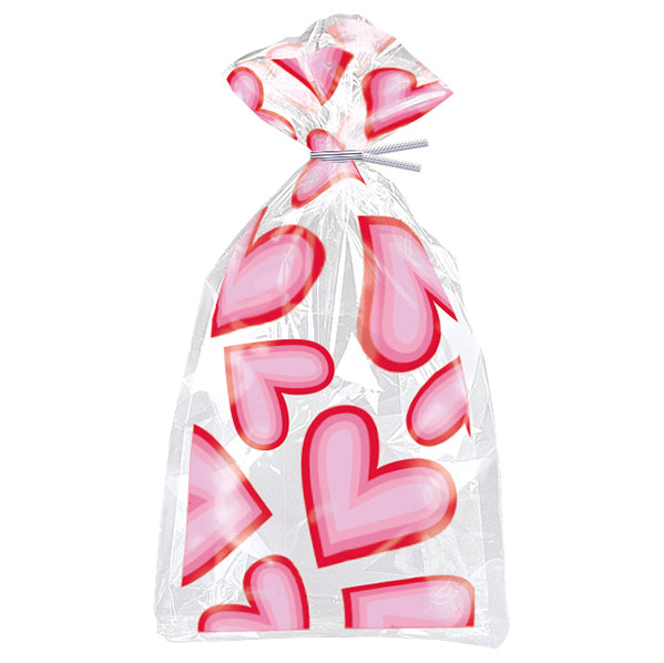 Retro Valentine Hearts Cello Bags (Pack of 20)