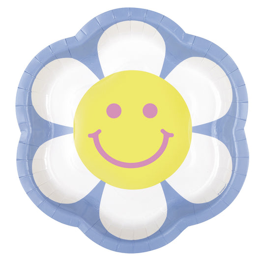 Groovy Birthday Flower Shaped Paper Plates (Pack of 8)