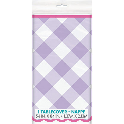 Pastel Gingham Purple Printed Tablecover 137cm x 213cm