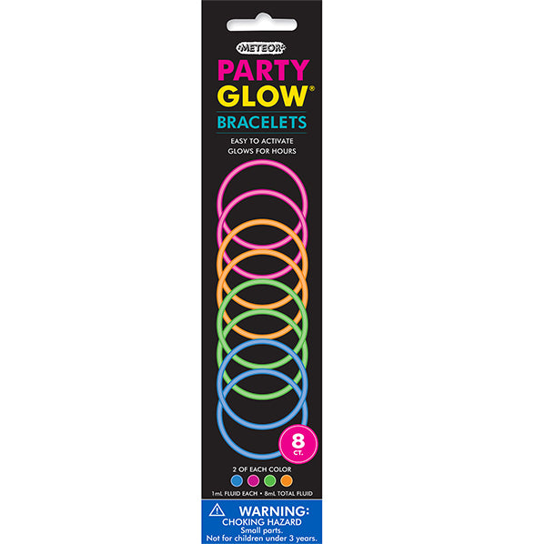 Glow Bracelets - Assorted Colours (Pack of 8)