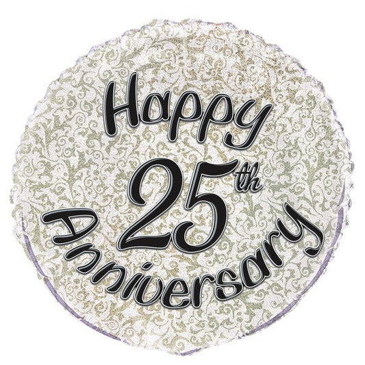 25th Anniversary Foil Prismatic Balloon 45cm - The Party Marketplace