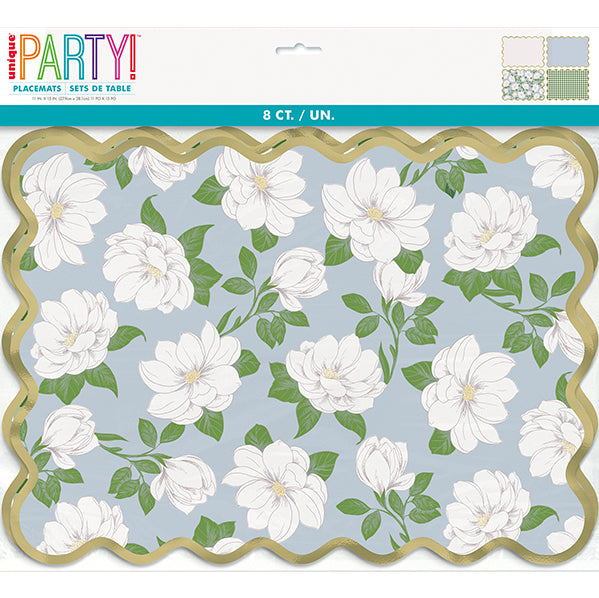 Garden Party Foil Stamped Scalloped Edge Paper Placemats - Assorted (Pack of 8)