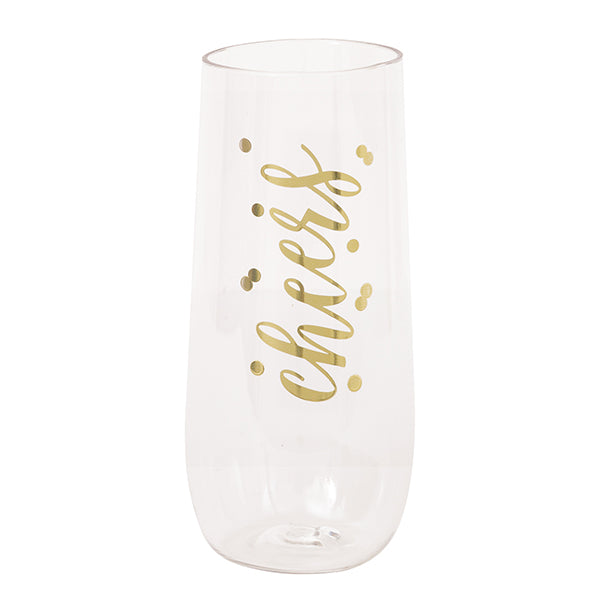 Gold Foil Stamped "Cheers" Stemless Champagne Glass (266ml)