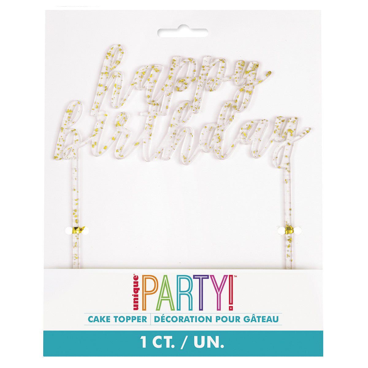 Gold Fleck Acrylic "Happy Birthday" Cake Topper