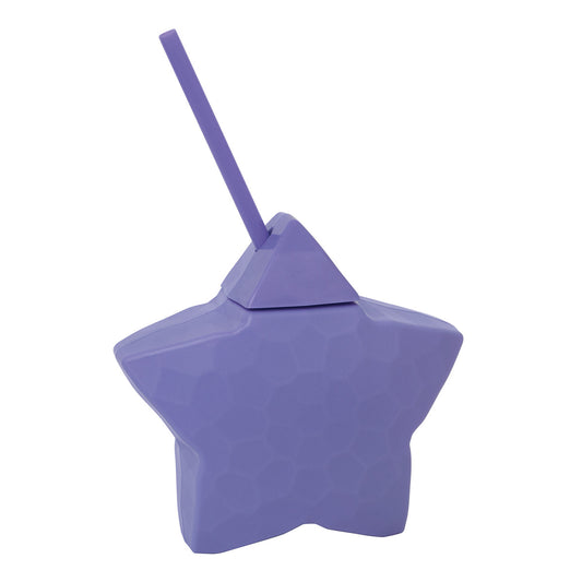 Star Shaped Reusable Cup With Straw - Purple (590ml)