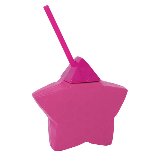 Star Shaped Reusable Cup With Straw - Pink (590ml)