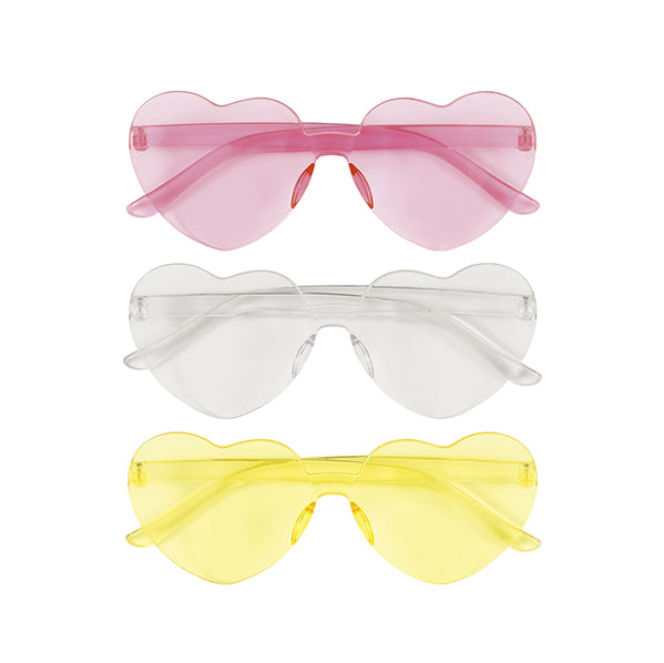 Heart Shaped Novelty Glasses - Assorted Colours (Pack of 3)