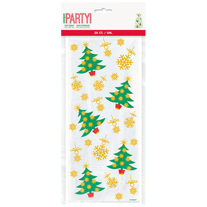 Golden Christmas Printed Cello Bags (Pack of 20)