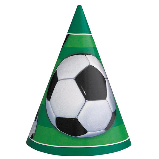 3D Soccer Party Hats (Pack of 8)