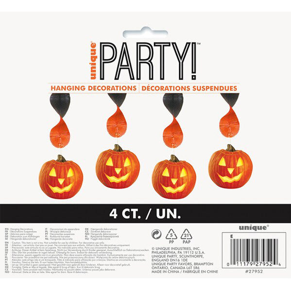 Pumpkin Glow Hanging Decorations (Pack of 4)