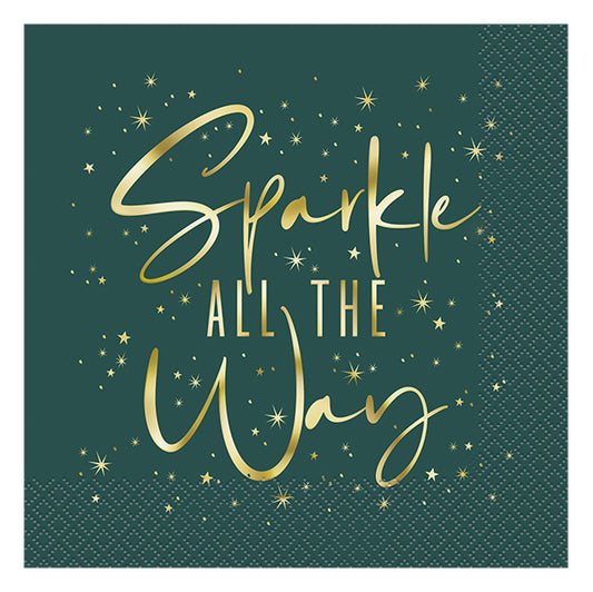 Modern Christmas Foil Stamped Luncheon Napkins "Sparkle All The Way" (Pack of 20)