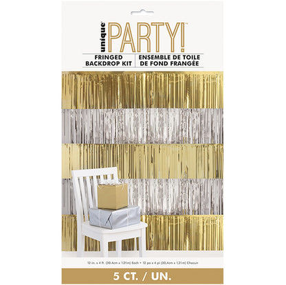 Fringe Backdrop Kit - Silver & Gold