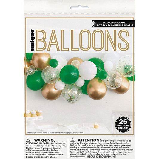 Gold & Green Balloon Garland Kit (26 piece set)