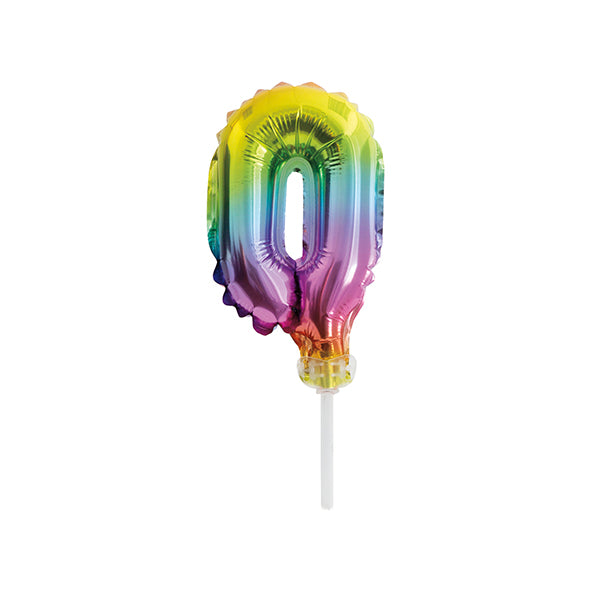 Foil Balloon Cake Topper - Rainbow "0"