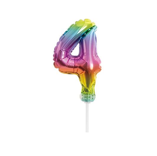 Foil Balloon Cake Topper - Rainbow "4"