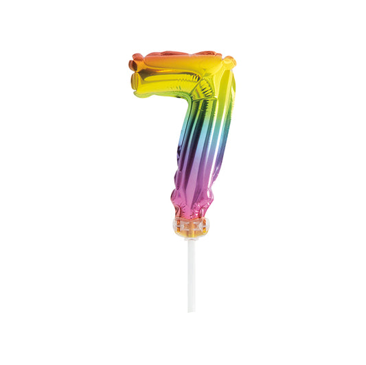 Foil Balloon Cake Topper - Rainbow "7"