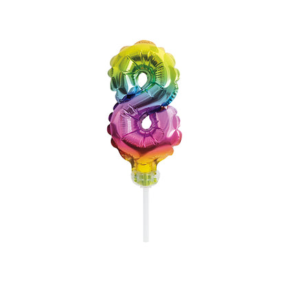 Foil Balloon Cake Topper - Rainbow "8"