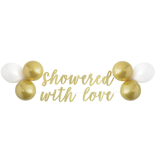 "Showered With Love" Foil Letter Balloon Banner Kit