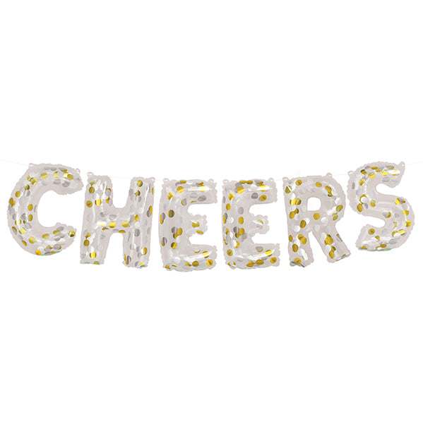 "Cheers" Clear Confetti Filled Foil Letter Balloon Banner Kit - 35.5cm