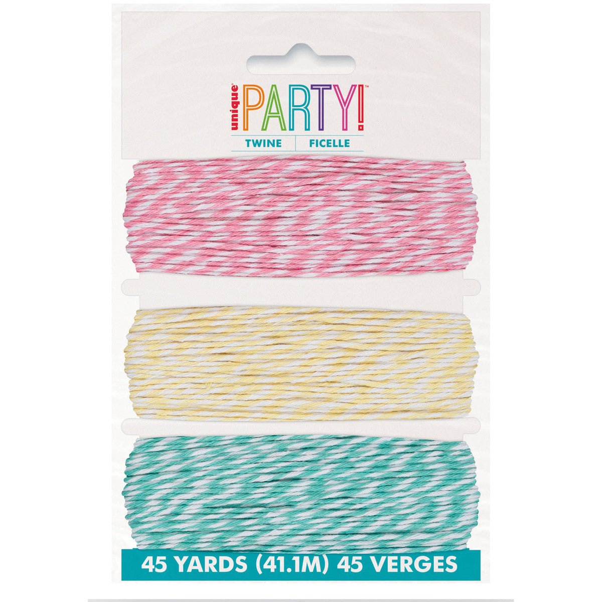 3 Twine Pink, Yellow & Teal 41.4m - The Party Marketplace