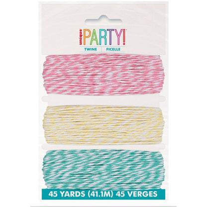 3 Twine Pink, Yellow & Teal 41.4m - The Party Marketplace