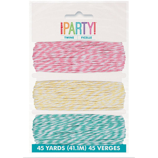 3 Twine Pink, Yellow & Teal 41.4m - The Party Marketplace