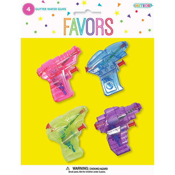 Glitter Water Pistols (Pack of 4)