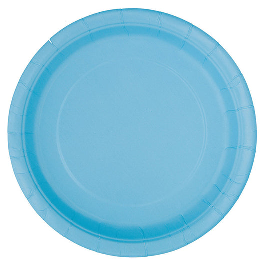 Powder Blue Paper Plates 23cm (Pack of 8)