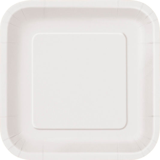 Bright White Square Paper Plates 18cm (Pack of 16)