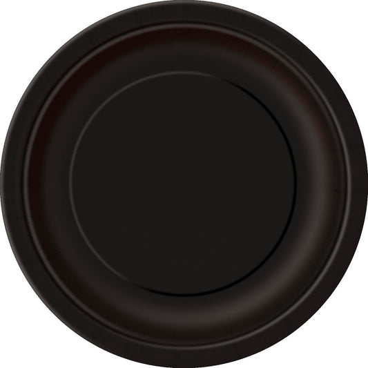 Midnight Black Paper Plates 18cm (Pack of 8)