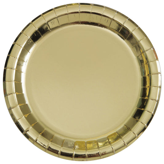 Gold Foil Paper Plates 23cm (Pack of 8)