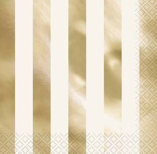 Gold Foil Stripe Luncheon Napkins (Pack of 16)