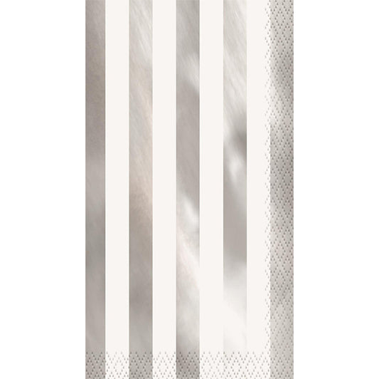 Silver Foil Stripe Guest Napkins (Pack of 16)