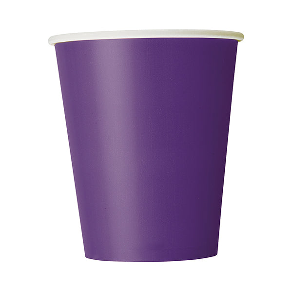 Deep Purple Paper Cups 270ml (Pack of 8)