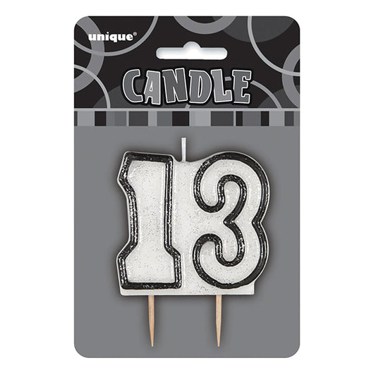 Glitz Black Numeral Pick Candle - 13