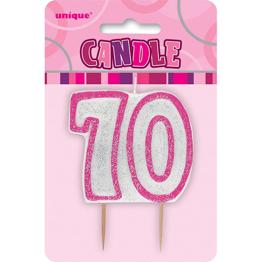 Glitz Pink Numeral Pick Candle - 70