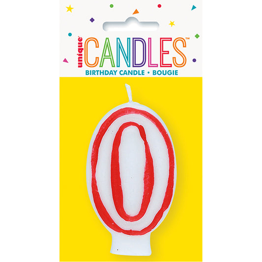 Red Numeral Candle - 0