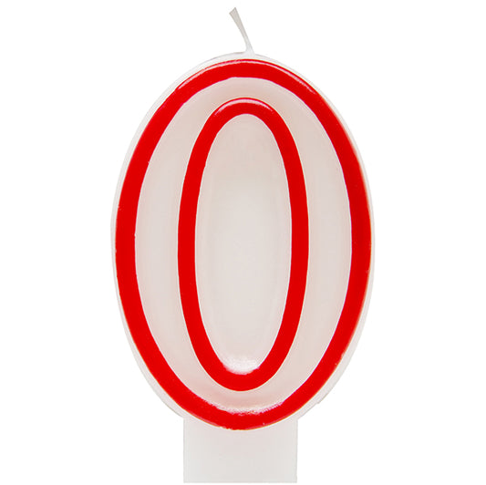 Red Numeral Candle - 0