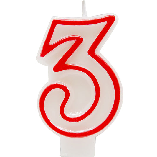 Red Numeral Candle - 3