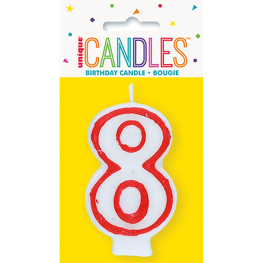 Red Numeral Candle - 8