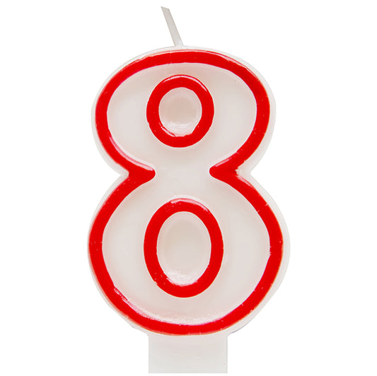 Red Numeral Candle - 8