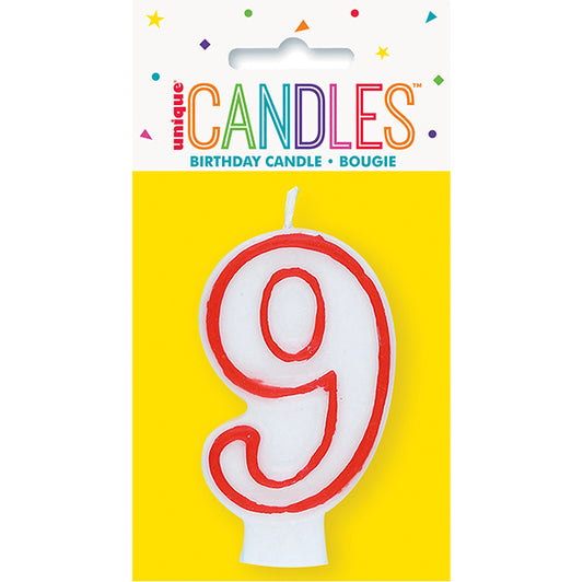 Red Numeral Candle - 9