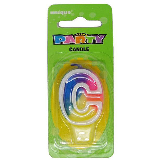 Rainbow Alphabet Candle - C