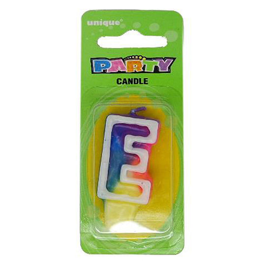 Rainbow Alphabet Candle - E