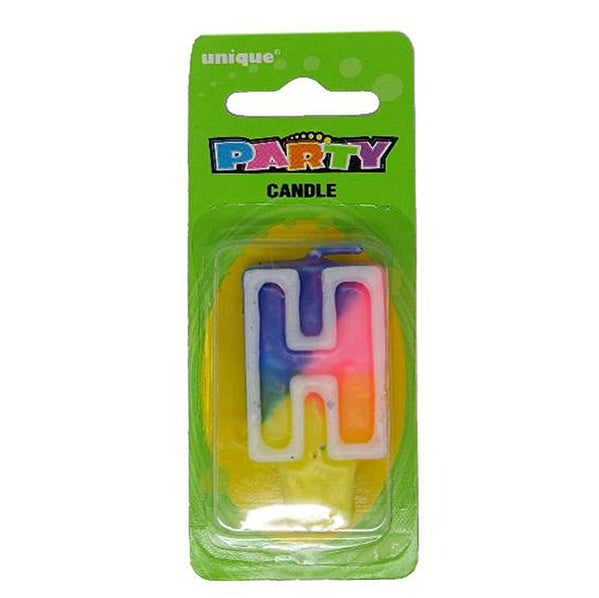 Rainbow Alphabet Candle - H