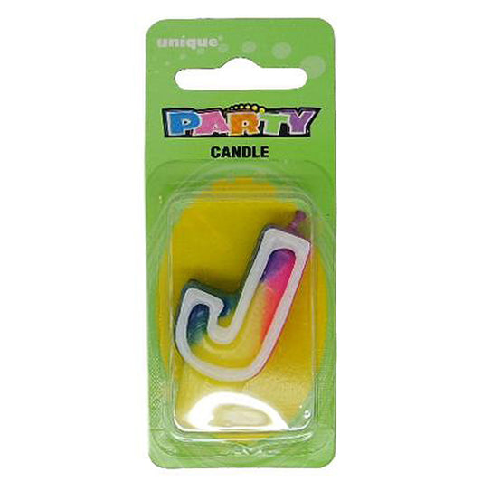 Rainbow Alphabet Candle - J